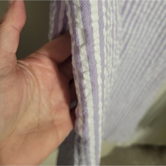Country Store Purple Striped Floral Front Zip Cotton House Coat Robe Size M - Picture 8 of 11